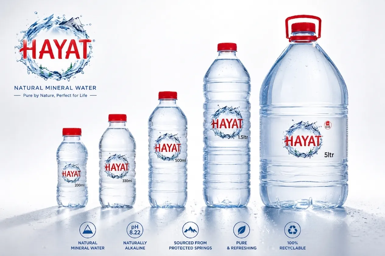 Hayat Natural Mineral Water bottle range